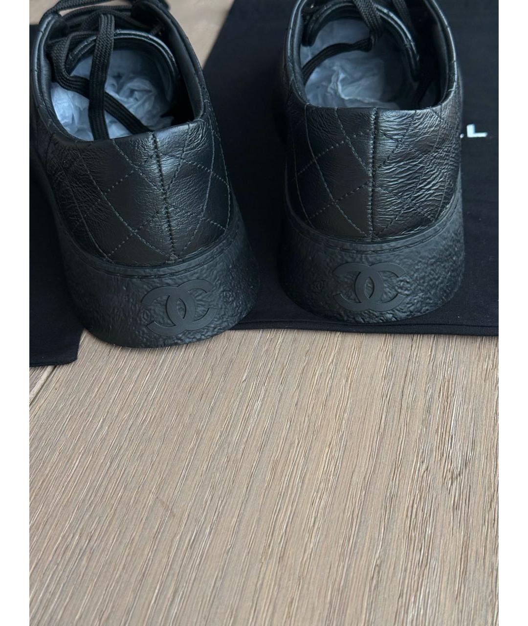 CHANEL Черные кожаные кеды, фото 5