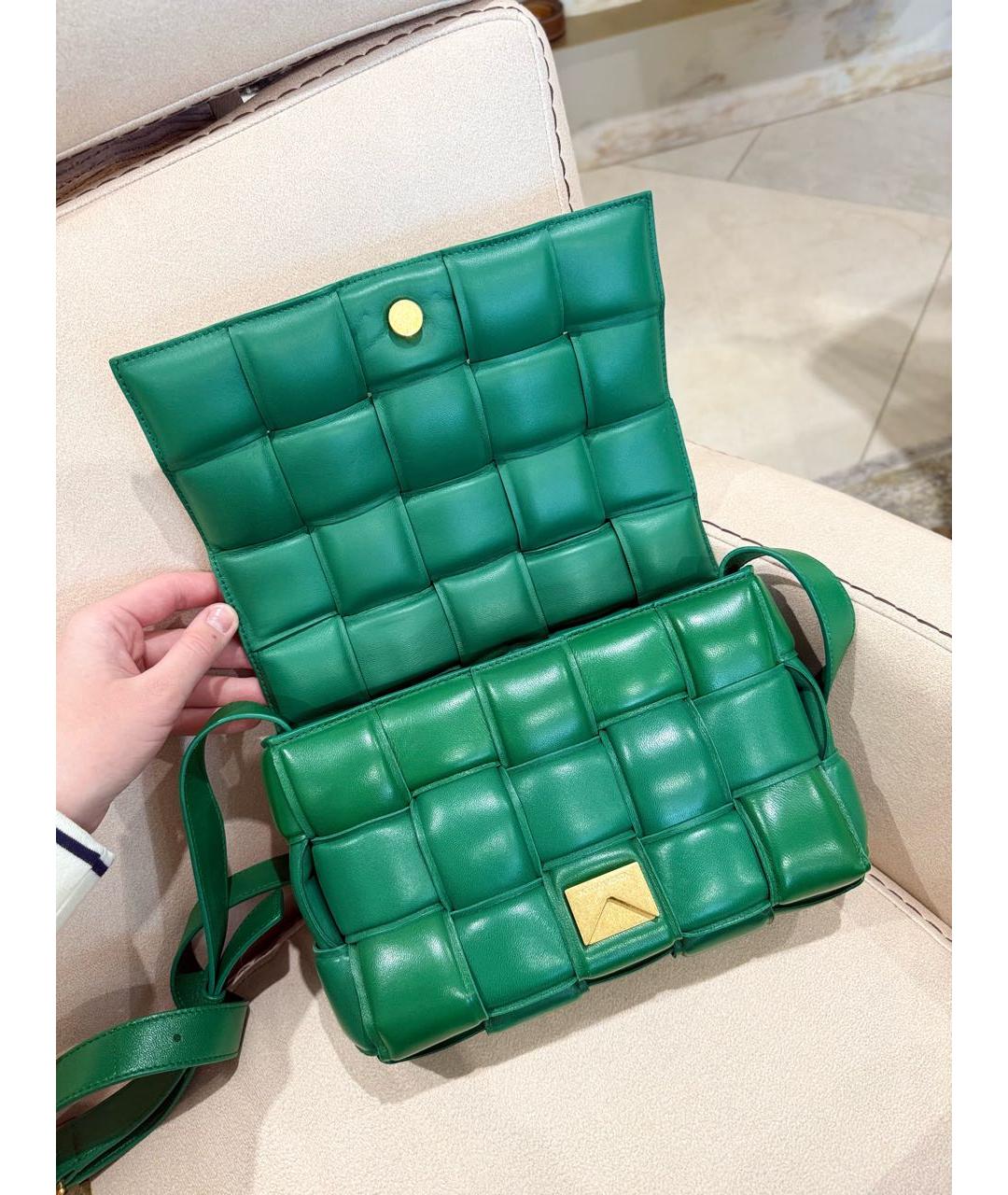 BOTTEGA VENETA Зеленая кожаная сумка через плечо, фото 4