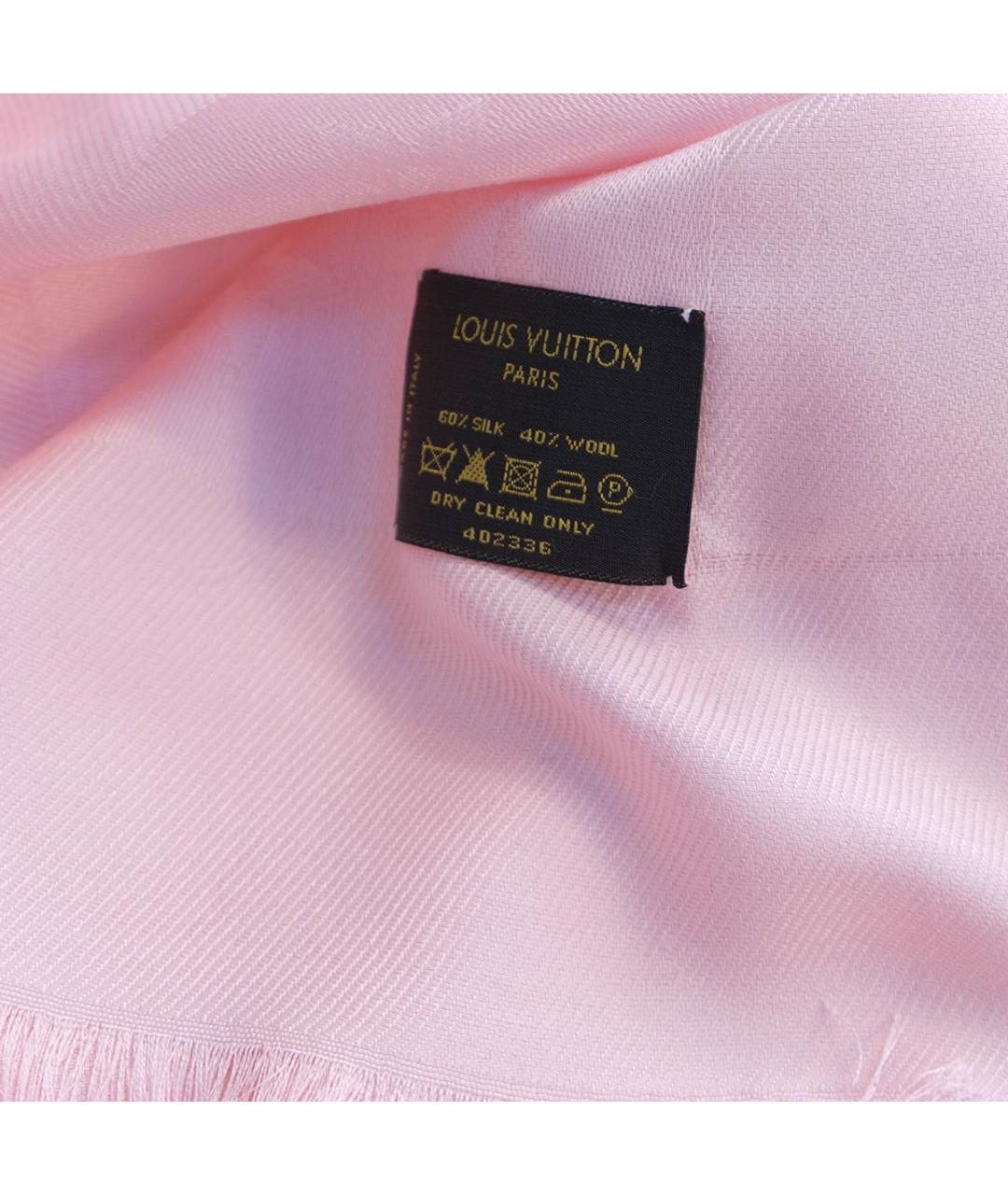 LOUIS VUITTON Розовый шелковый платок, фото 3