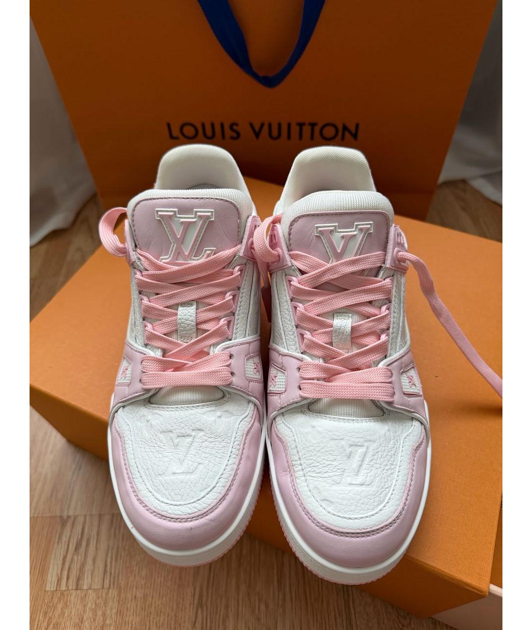 LOUIS VUITTON Розовые кожаные кроссовки, фото 2