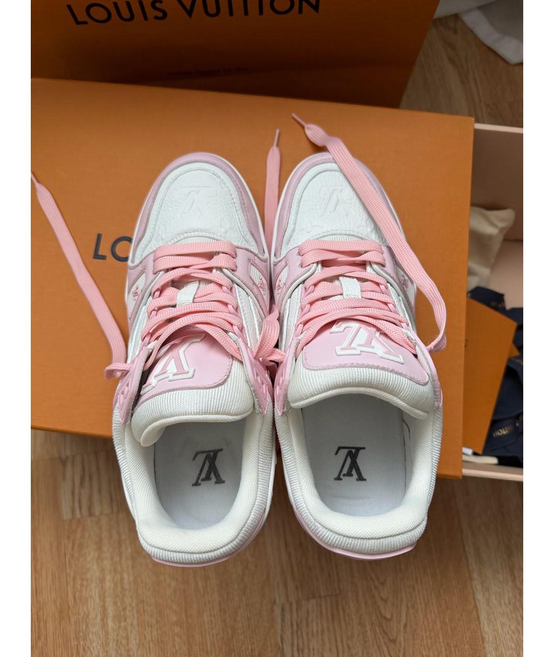 LOUIS VUITTON Розовые кожаные кроссовки, фото 3