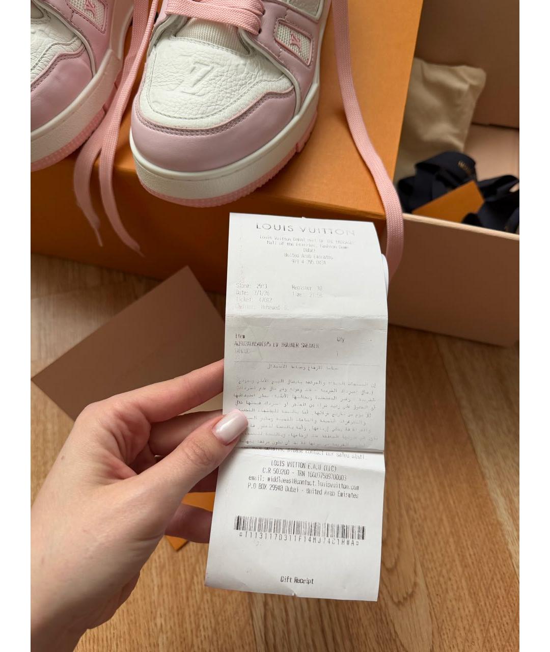 LOUIS VUITTON Розовые кожаные кроссовки, фото 6
