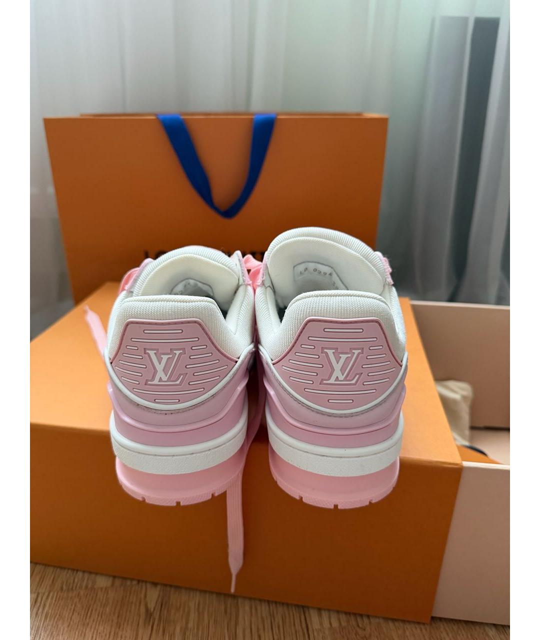 LOUIS VUITTON Розовые кожаные кроссовки, фото 4