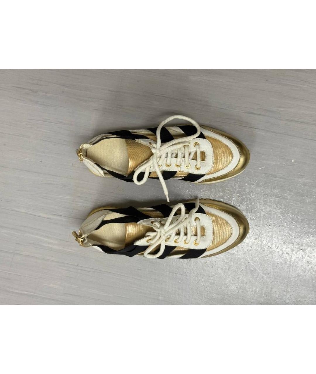ELISABETTA FRANCHI Золотые кожаные кроссовки, фото 3