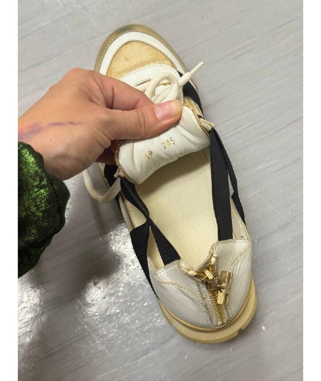 ELISABETTA FRANCHI Золотые кожаные кроссовки, фото 6