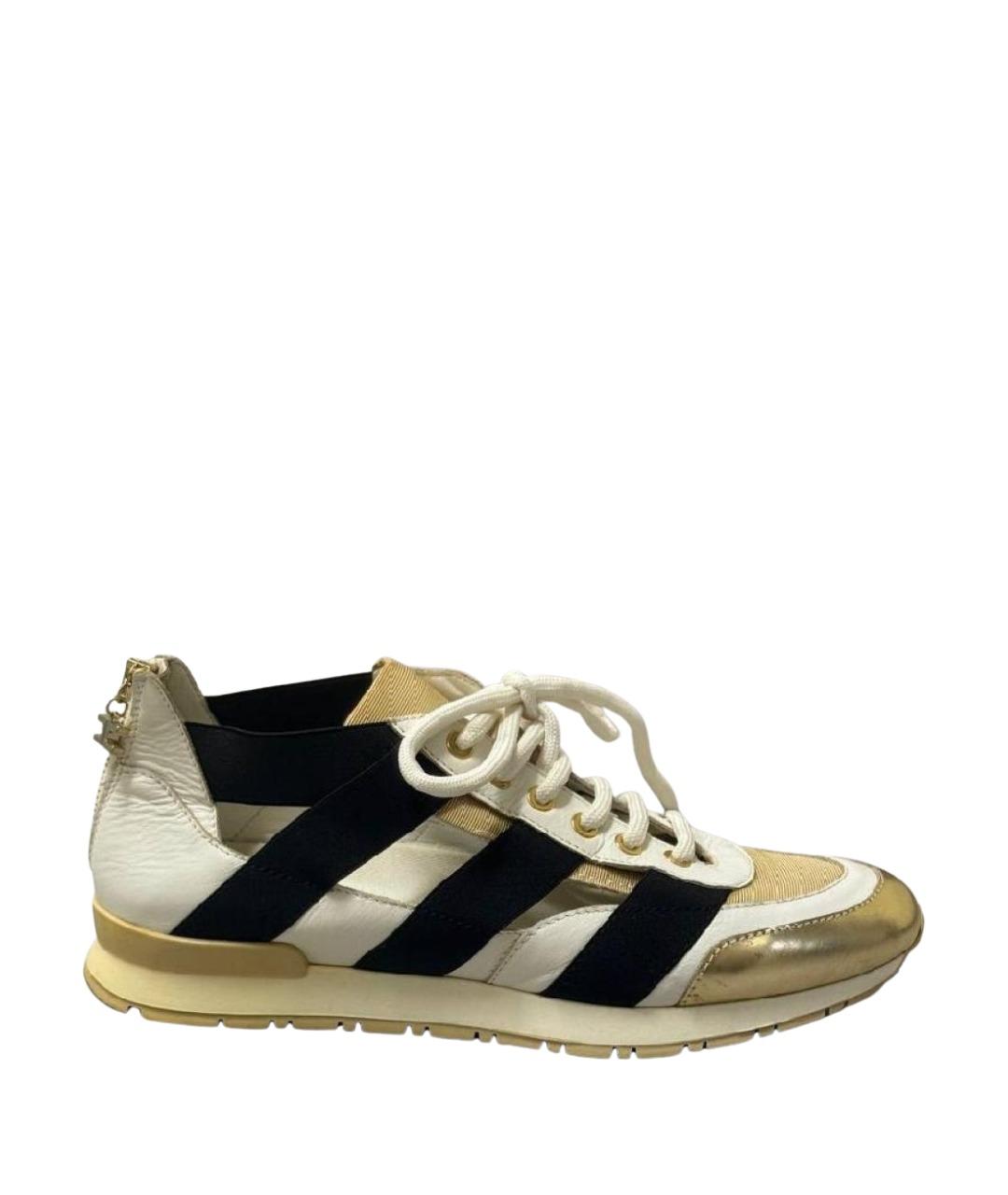 ELISABETTA FRANCHI Золотые кожаные кроссовки, фото 1