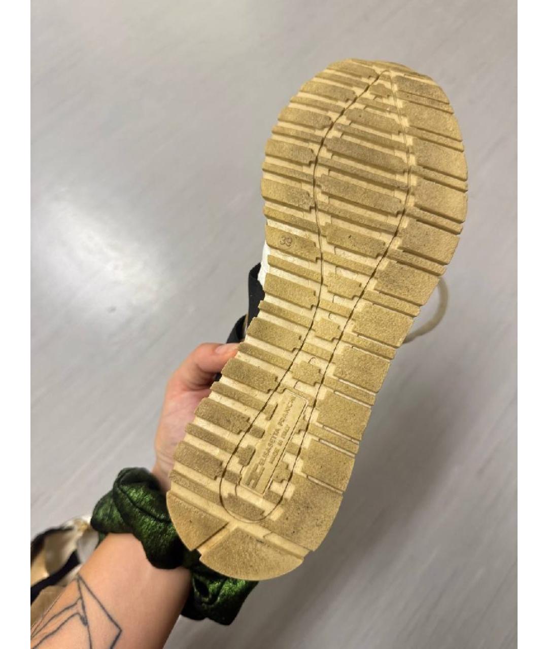 ELISABETTA FRANCHI Золотые кожаные кроссовки, фото 5