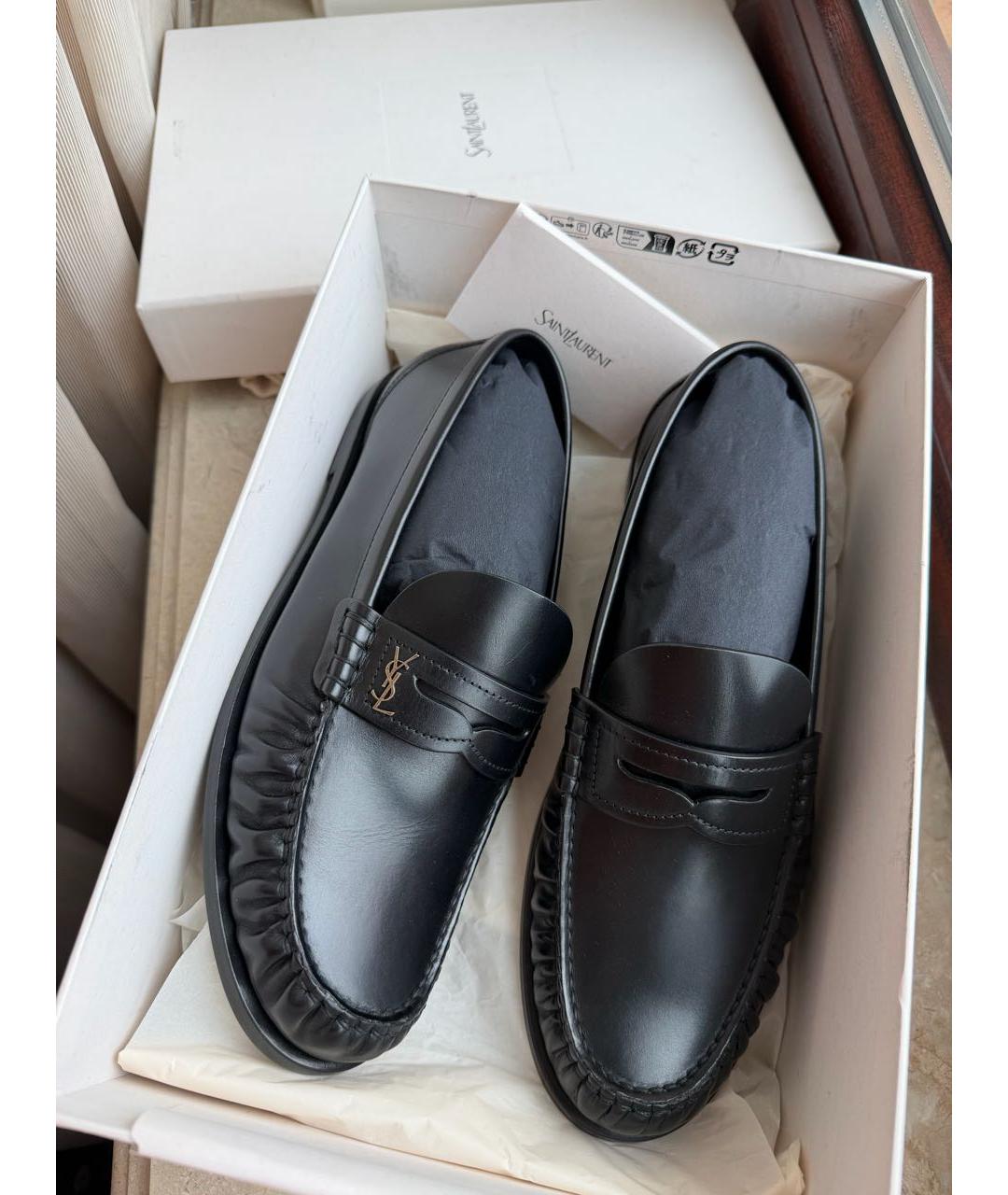 SAINT LAURENT Черные кожаные лоферы, фото 3