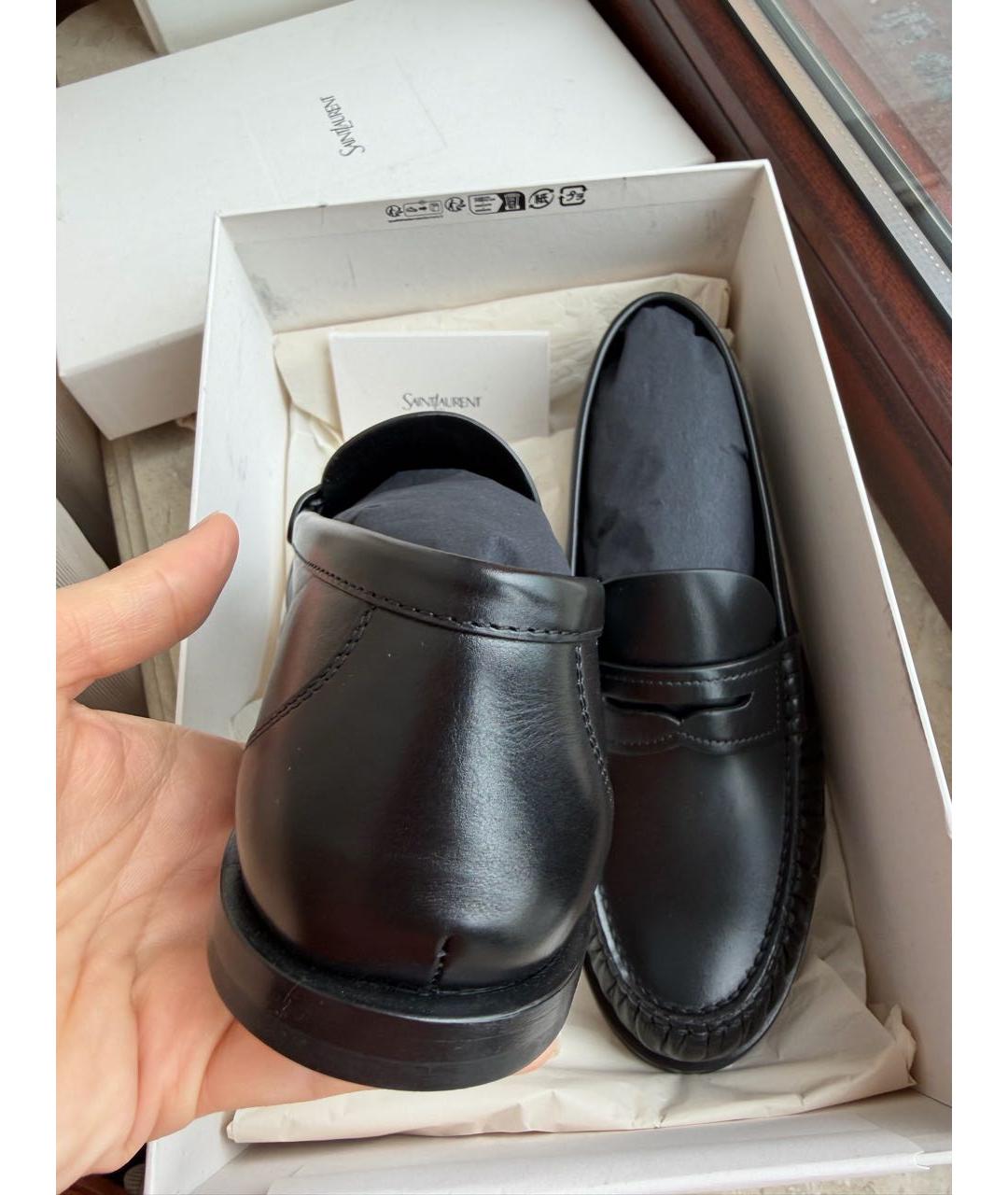 SAINT LAURENT Черные кожаные лоферы, фото 6
