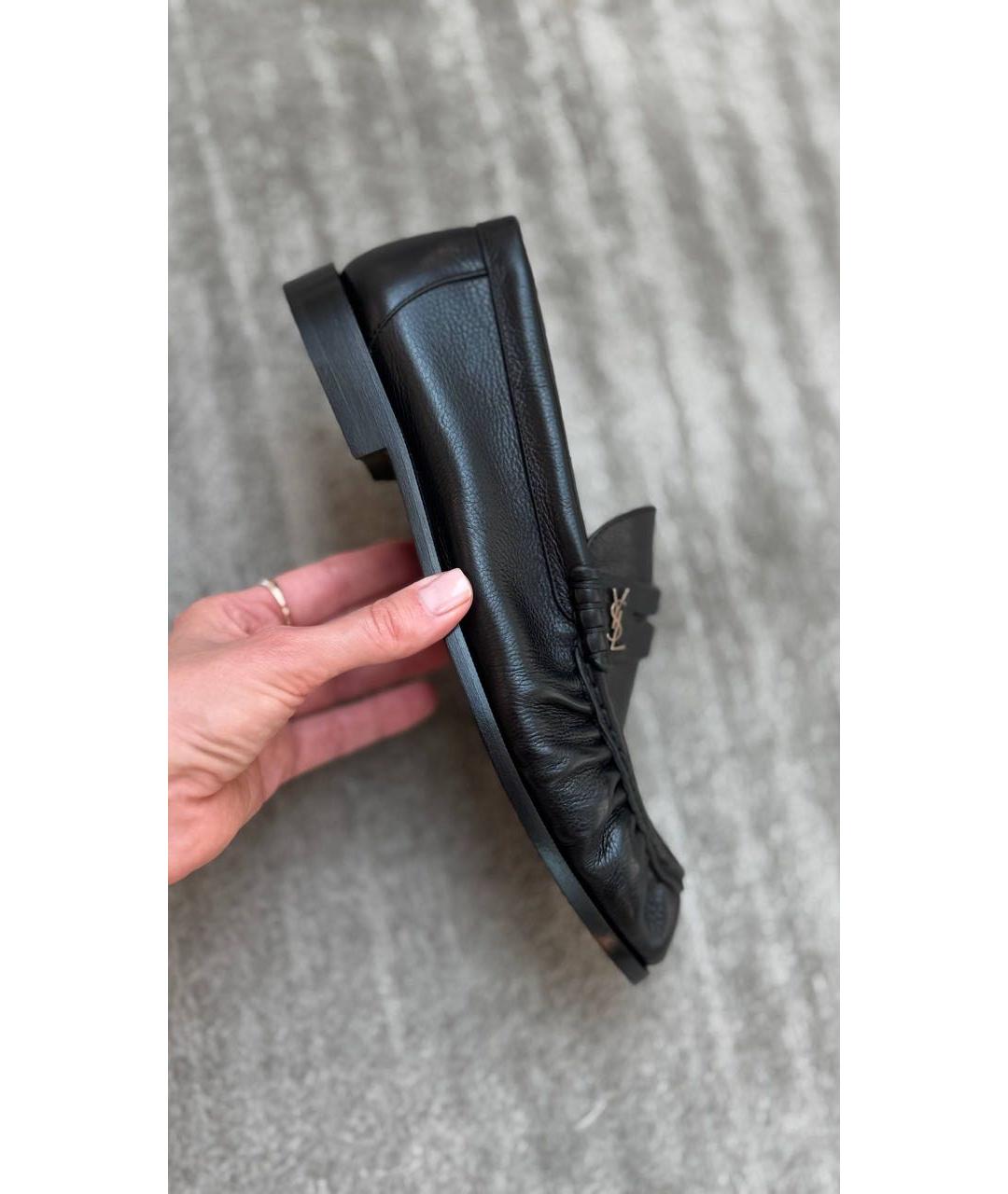 SAINT LAURENT Черные кожаные лоферы, фото 2
