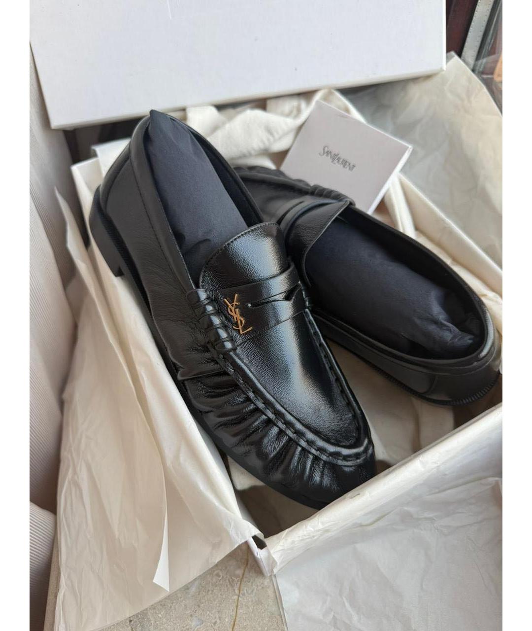 SAINT LAURENT Черные кожаные лоферы, фото 3