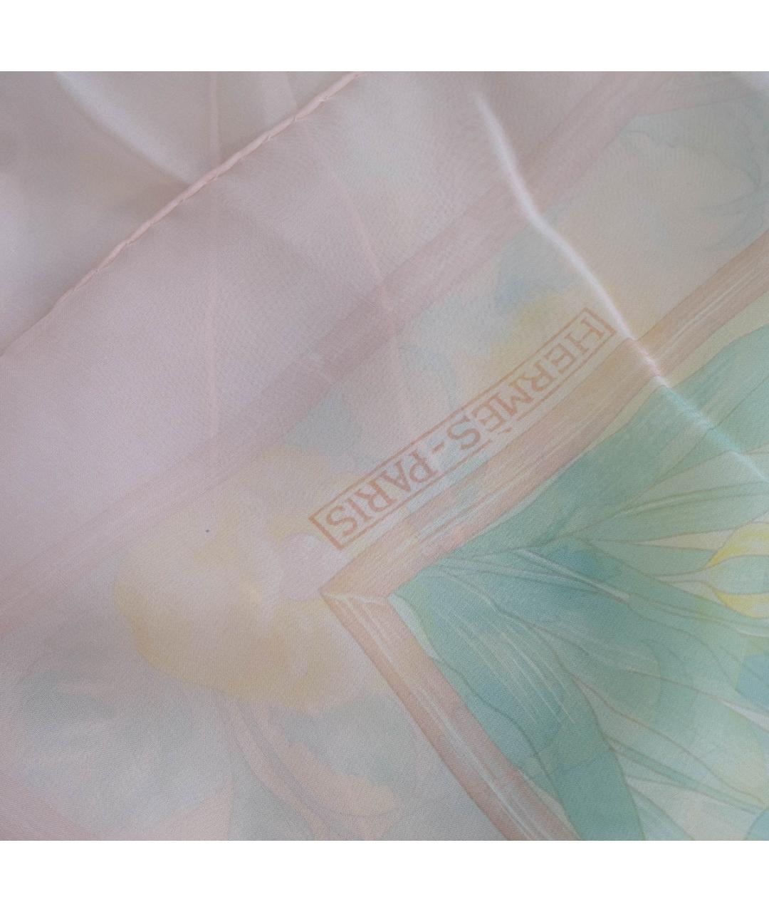 HERMES Розовый шелковый платок, фото 3