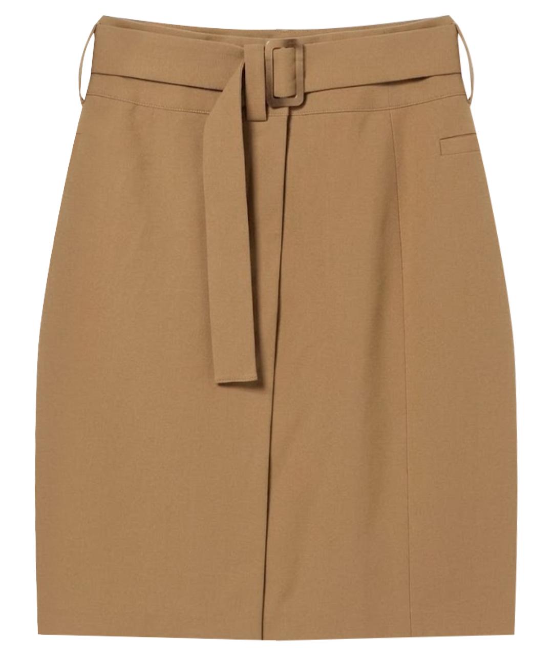 12 STOREEZ Бежевая полиэстеровая юбка миди, фото 1