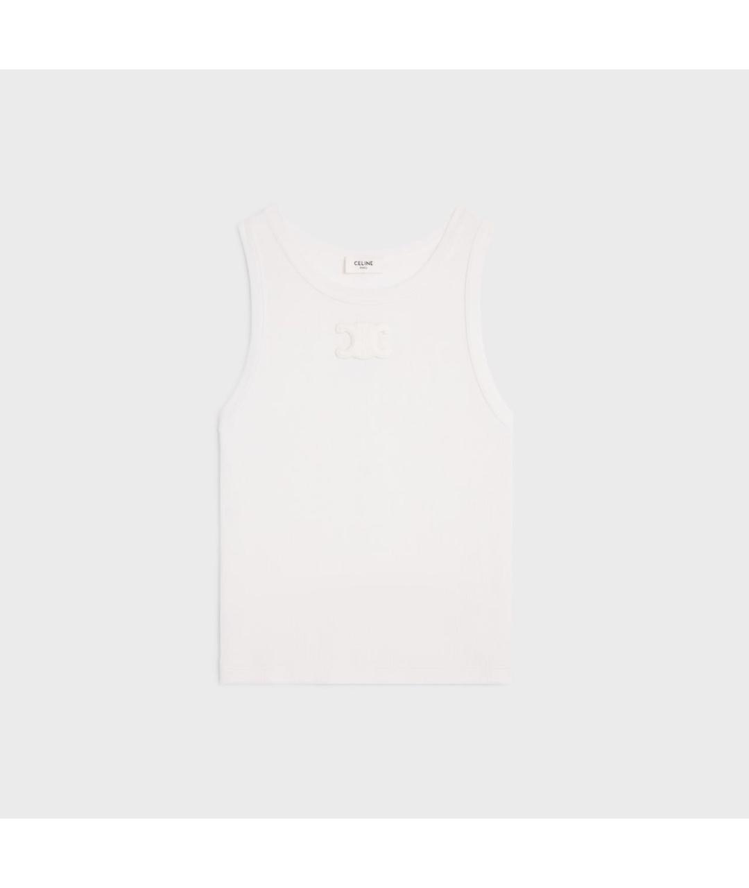 CELINE Белая хлопко-эластановая майка, фото 8