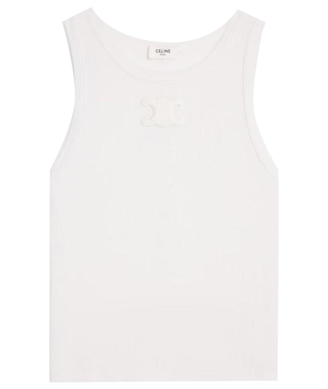 CELINE Белая хлопко-эластановая майка, фото 1