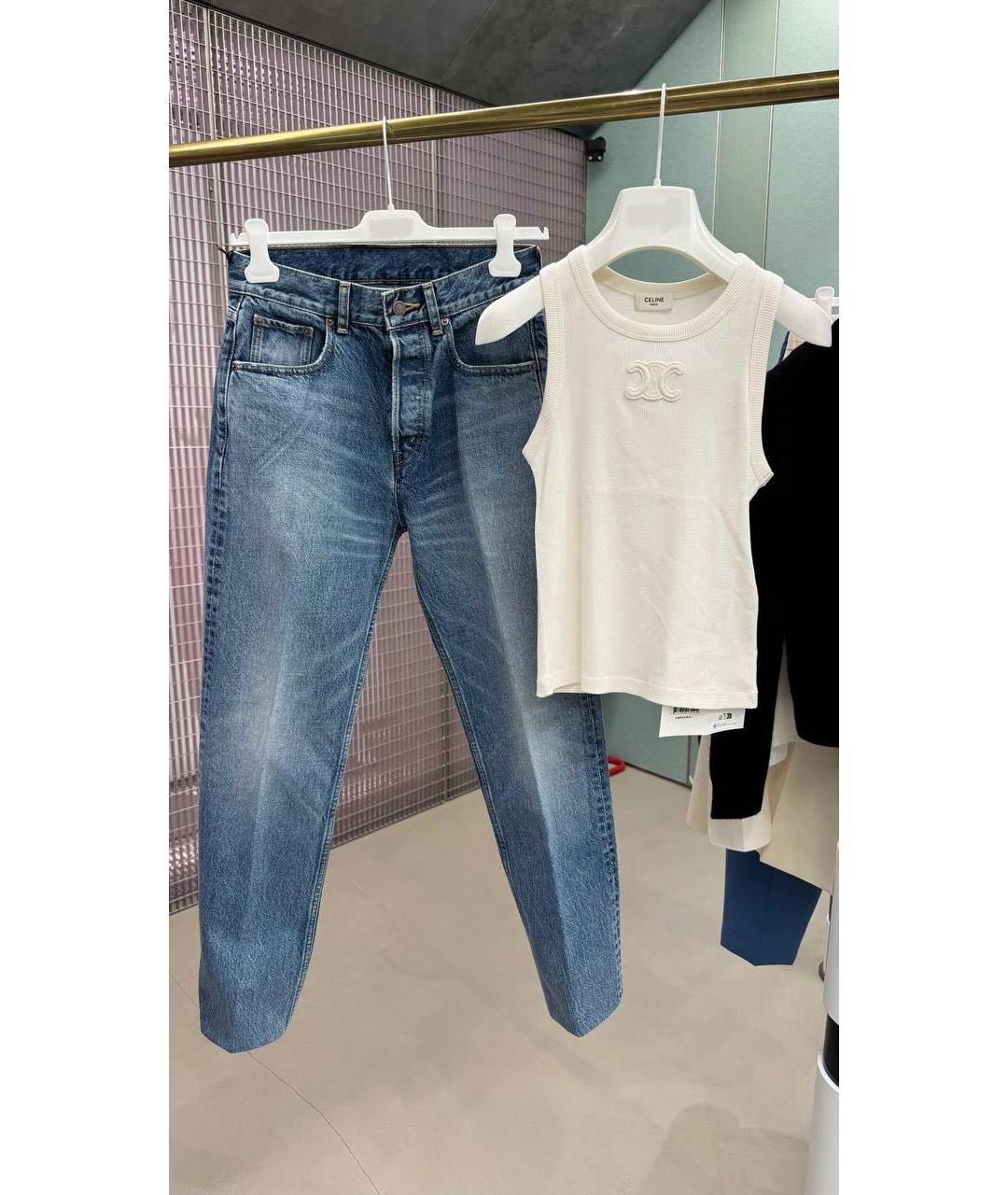 CELINE Белая хлопко-эластановая майка, фото 6