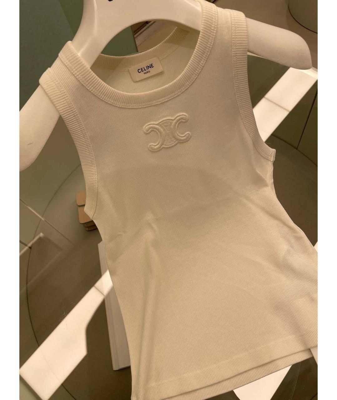 CELINE Белая хлопко-эластановая майка, фото 4