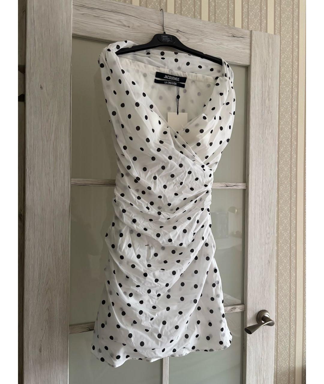 JACQUEMUS Белое полиэстеровое коктейльное платье, фото 6