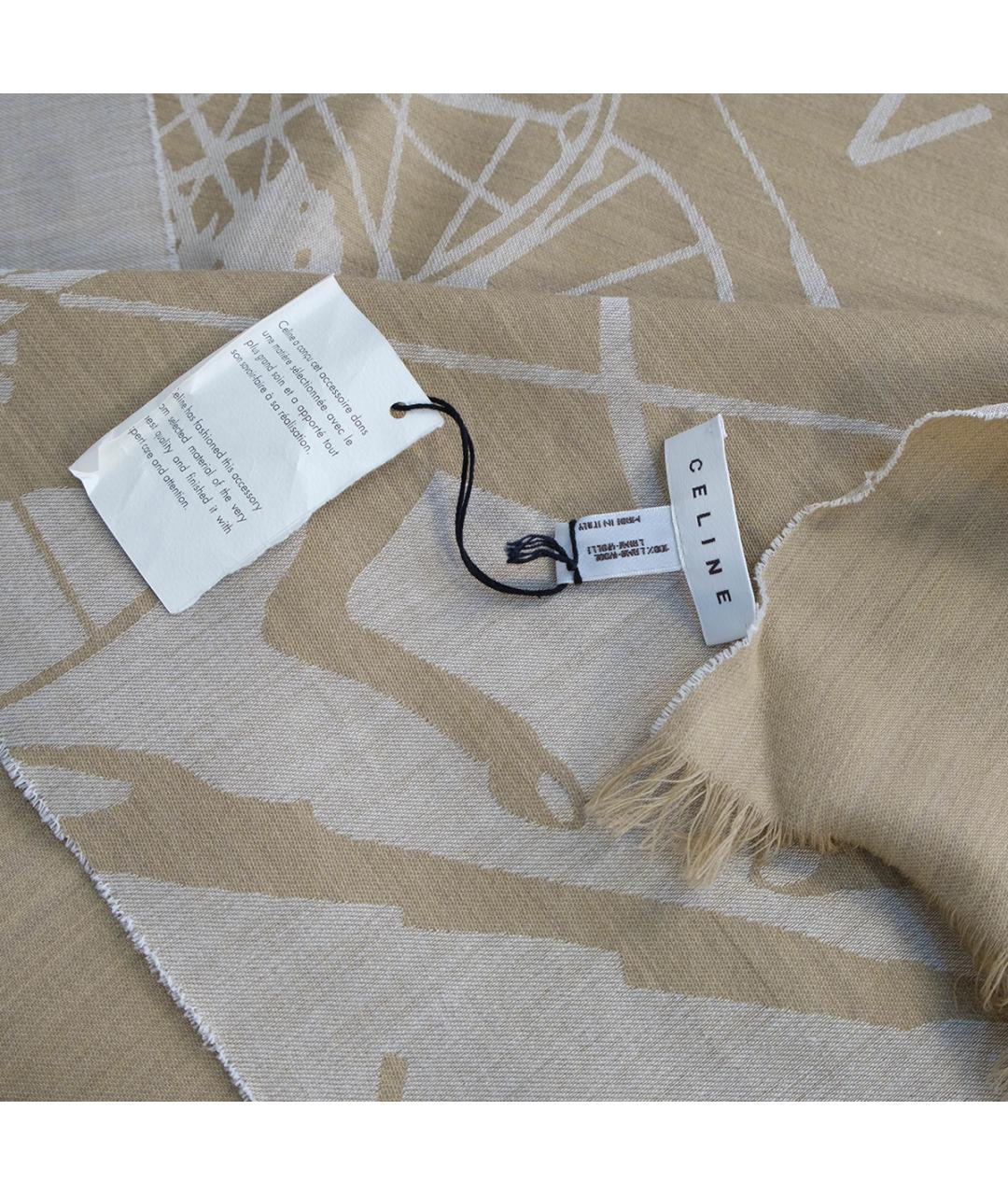 CELINE Бежевый шерстяной шарф, фото 3