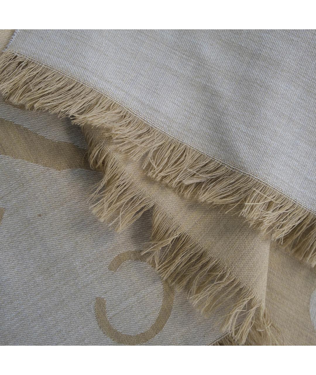 CELINE Бежевый шерстяной шарф, фото 4