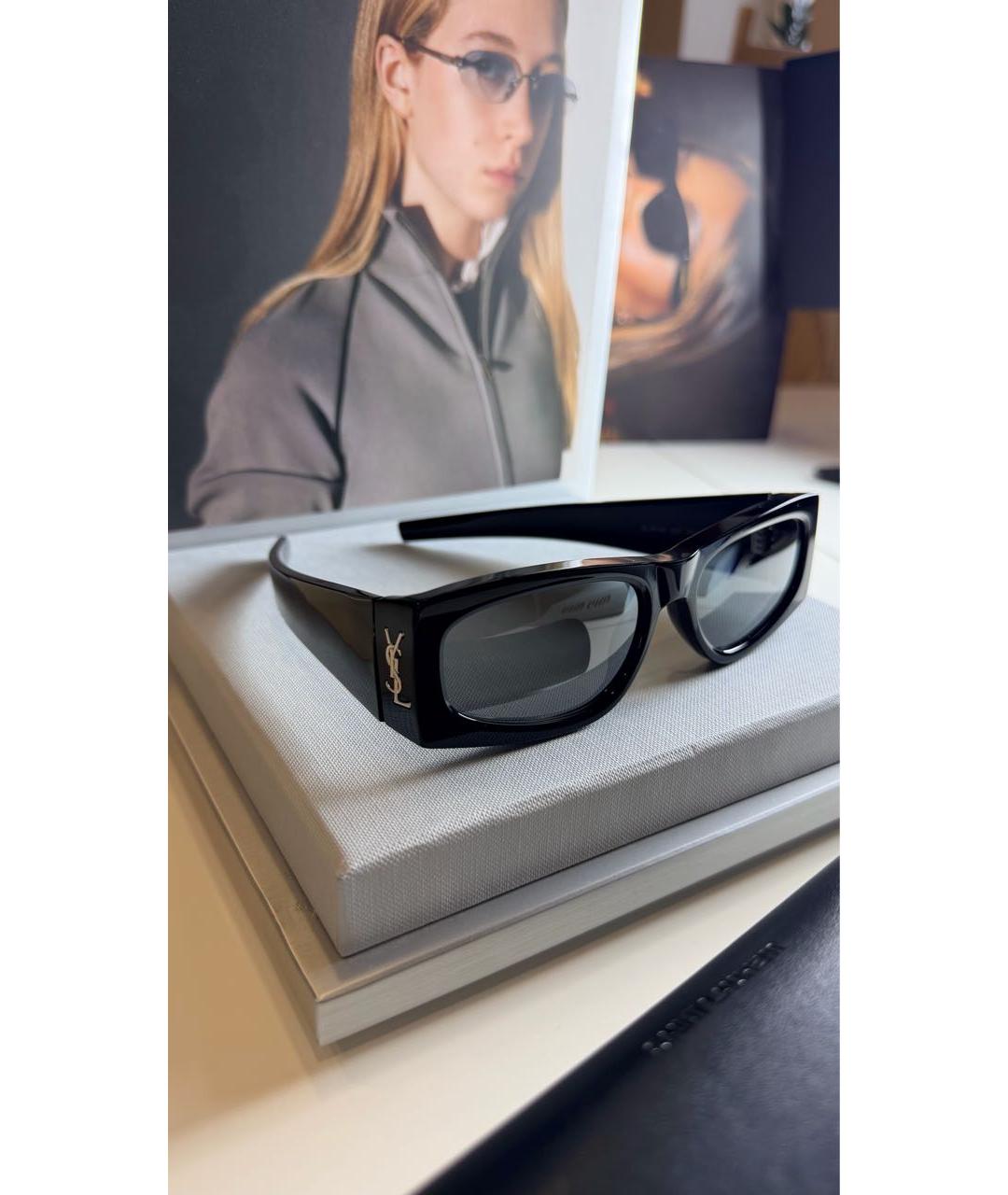 SAINT LAURENT Черные пластиковые солнцезащитные очки, фото 4