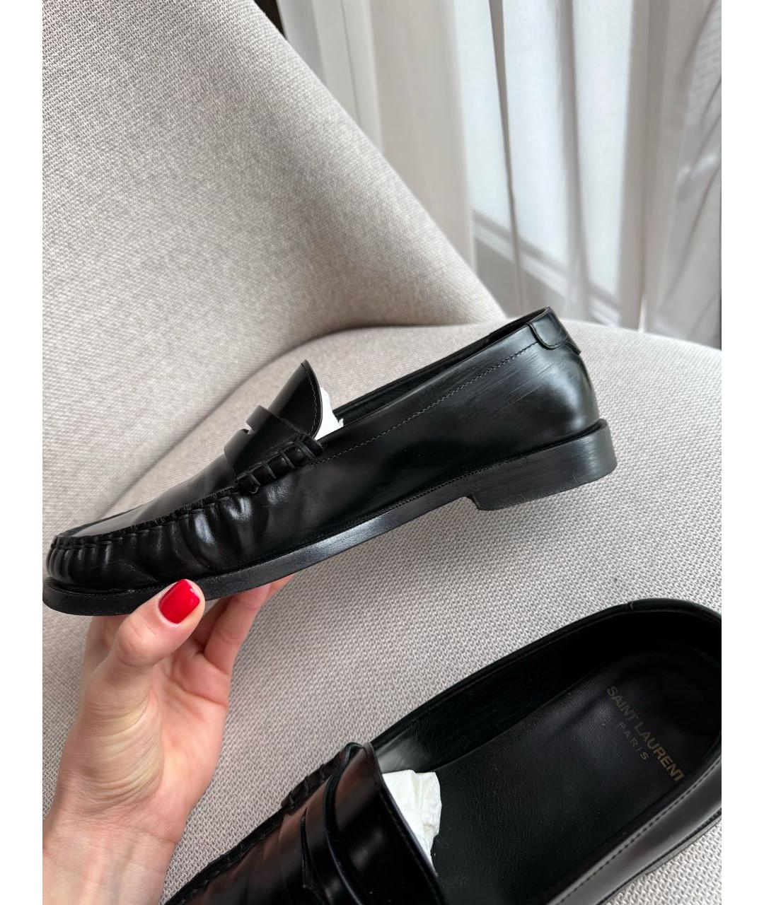 SAINT LAURENT Черные кожаные лоферы, фото 8