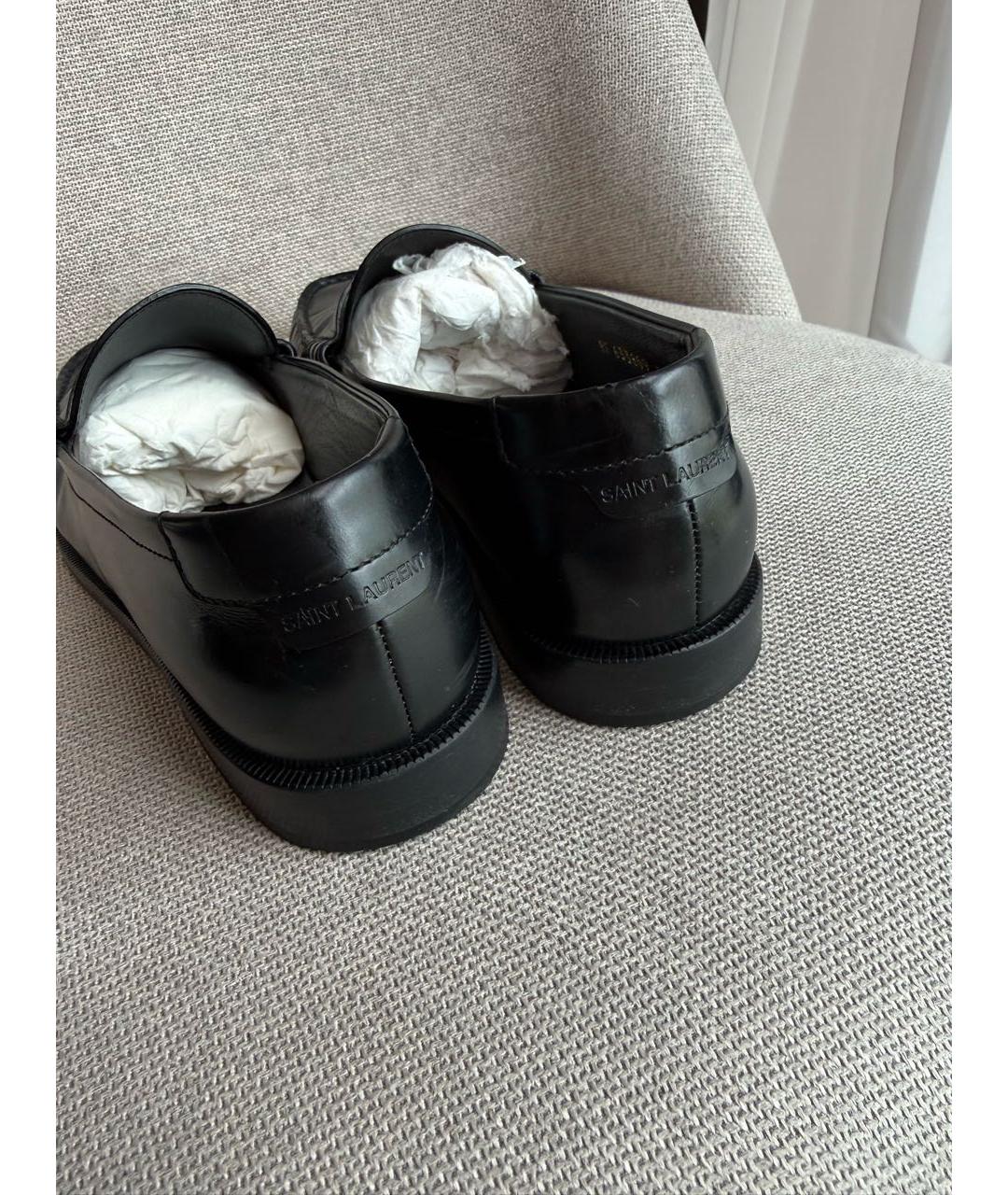 SAINT LAURENT Черные кожаные лоферы, фото 4