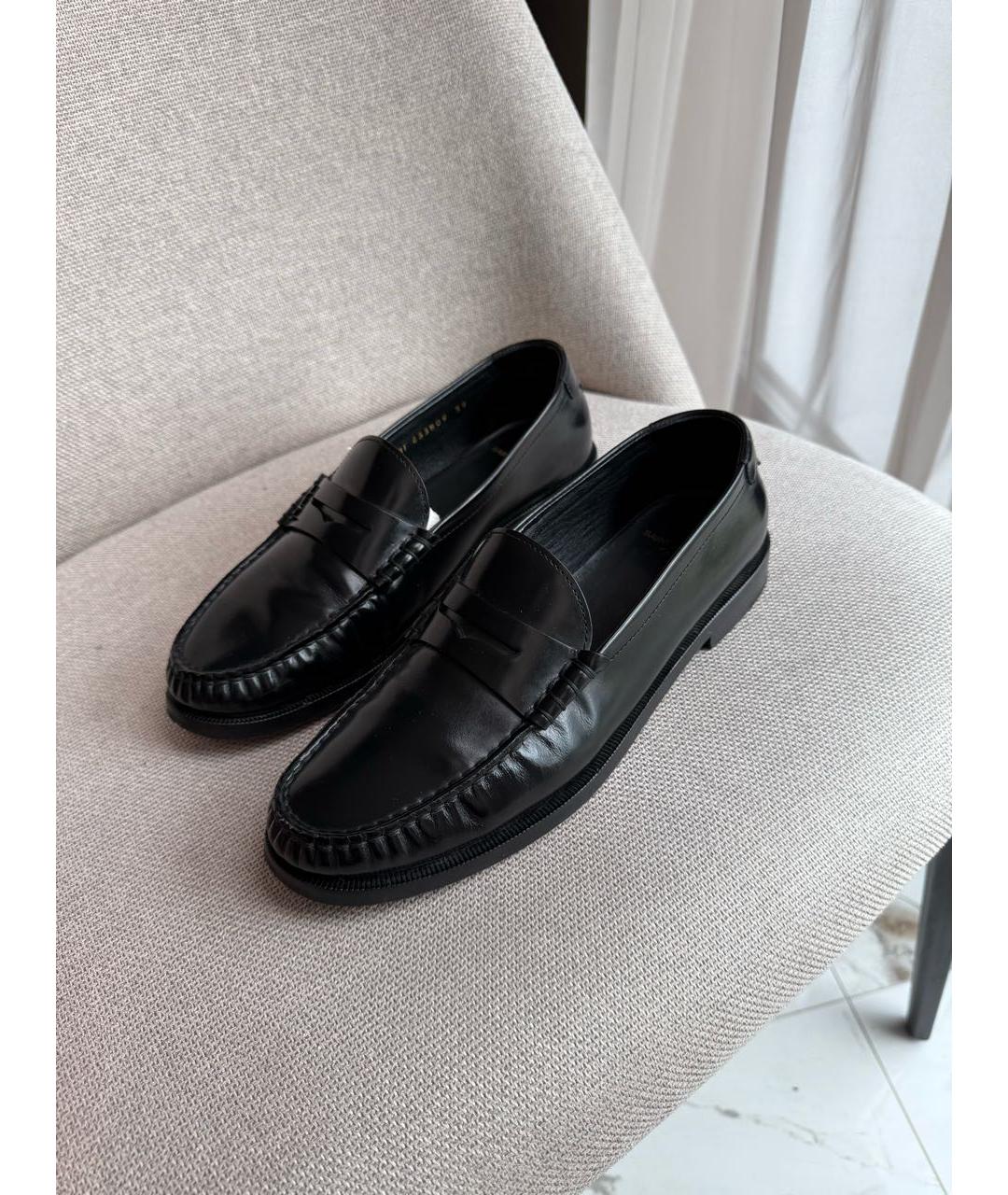 SAINT LAURENT Черные кожаные лоферы, фото 2