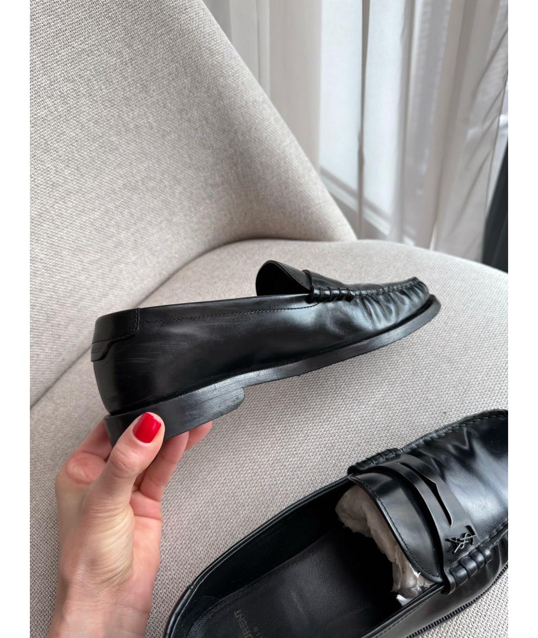 SAINT LAURENT Черные кожаные лоферы, фото 7