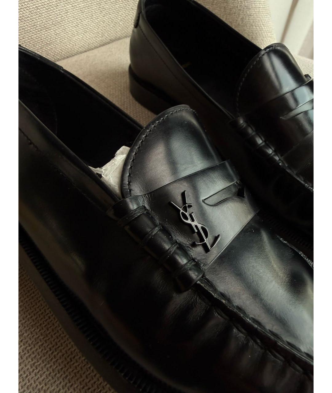 SAINT LAURENT Черные кожаные лоферы, фото 6