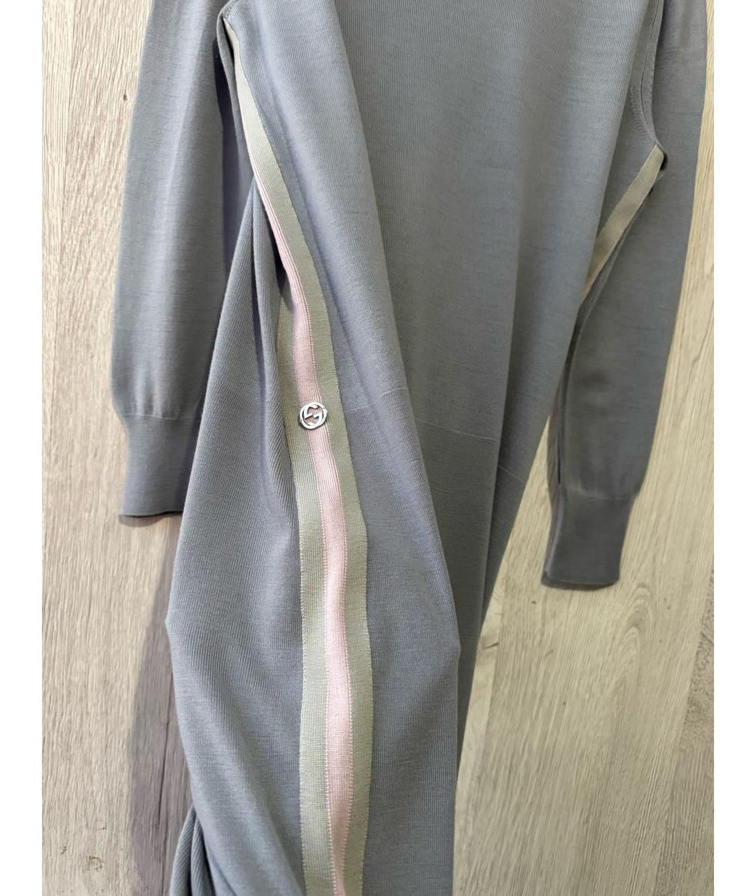 GUCCI Серое шерстяное повседневное платье, фото 8