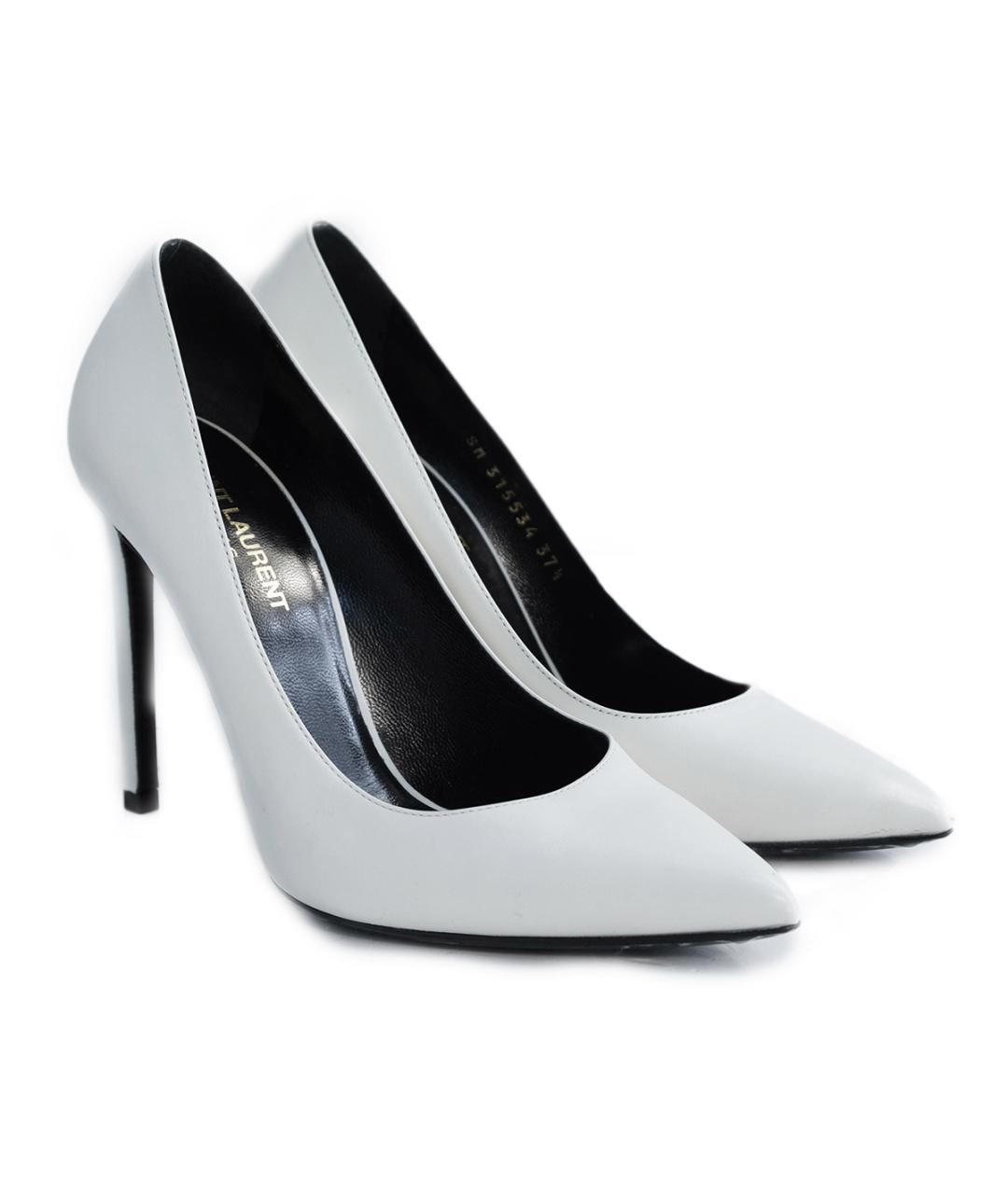 SAINT LAURENT Белые кожаные туфли, фото 2