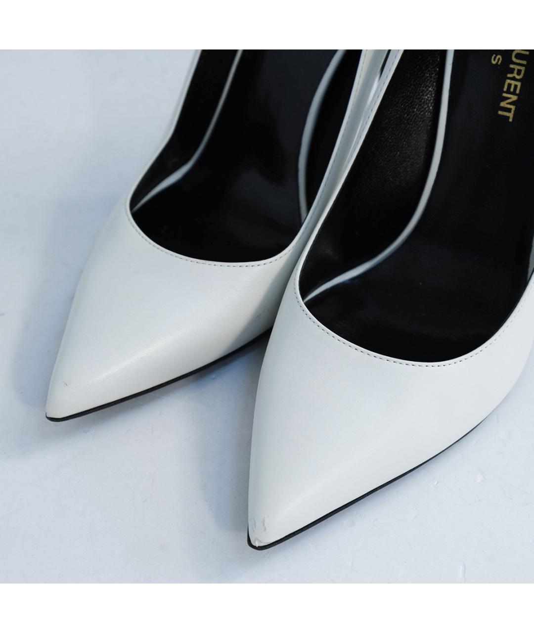 SAINT LAURENT Белые кожаные туфли, фото 3
