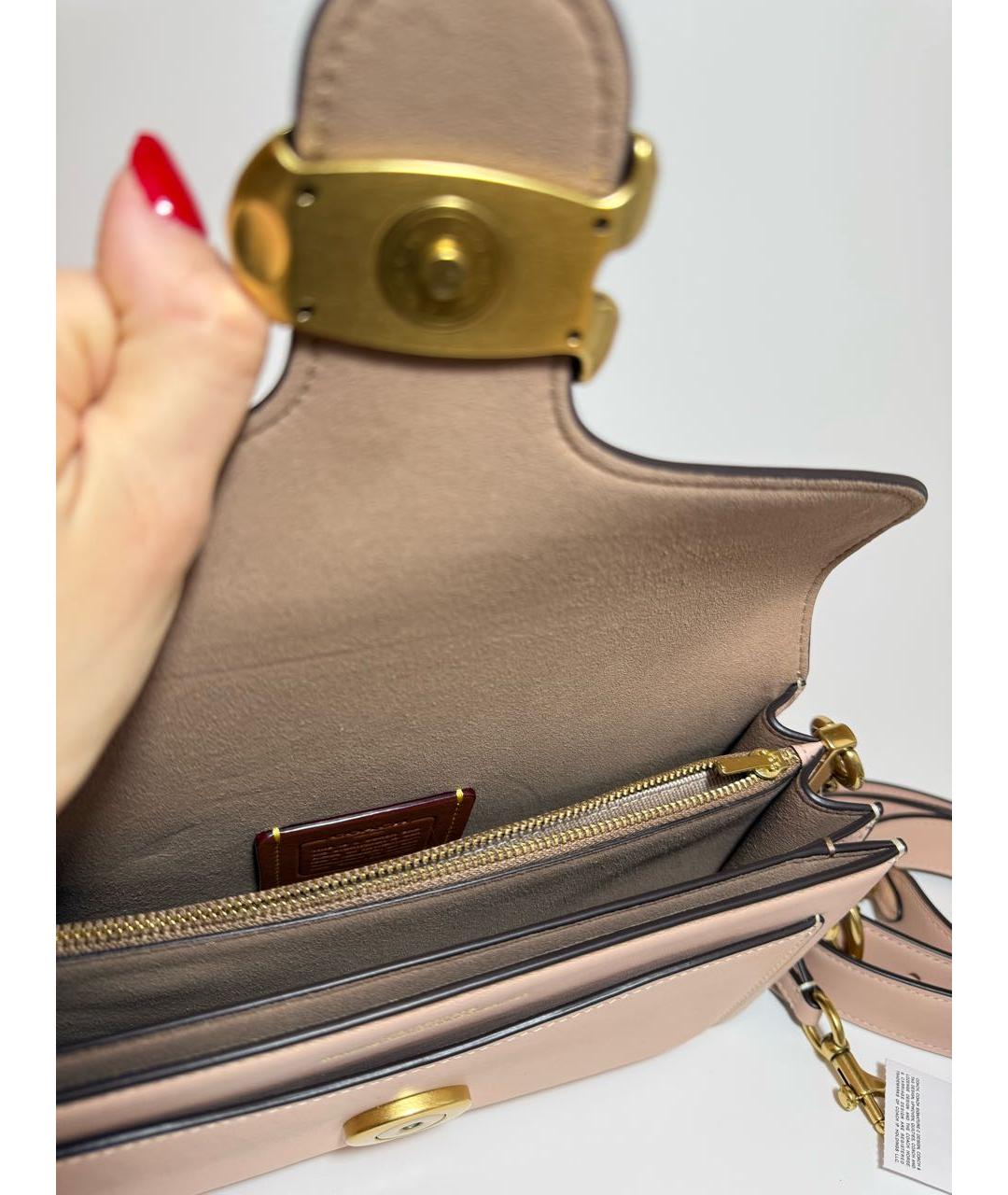 COACH Розовая кожаная сумка через плечо, фото 5