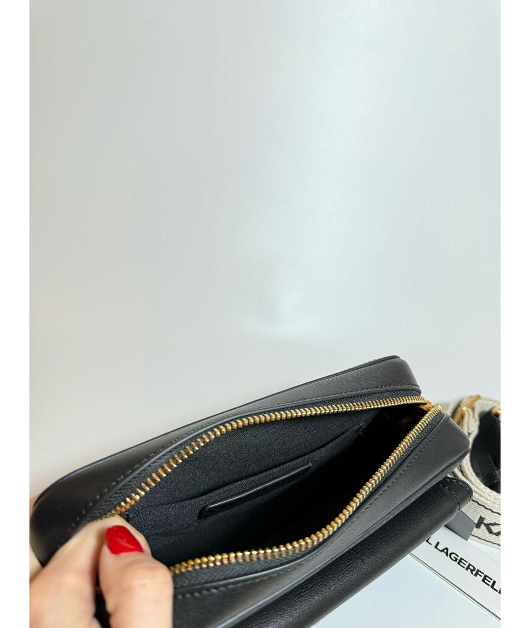 KARL LAGERFELD Черная кожаная сумка через плечо, фото 5