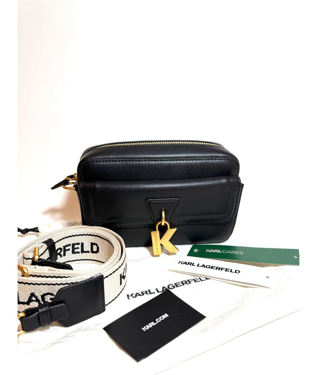 KARL LAGERFELD Черная кожаная сумка через плечо, фото 7