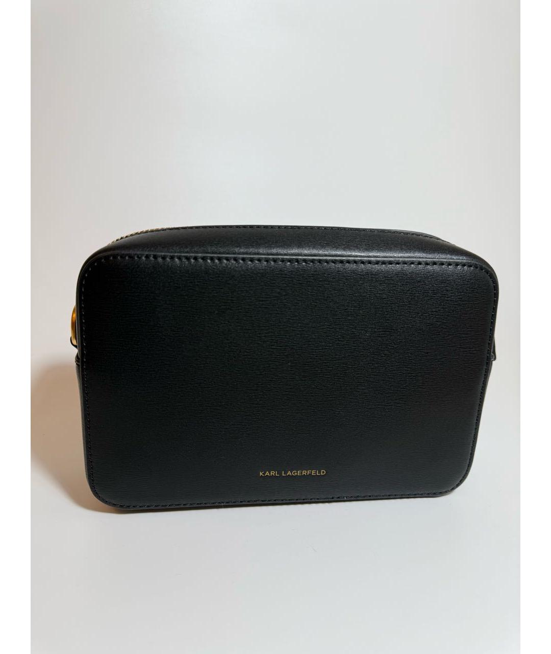 KARL LAGERFELD Черная кожаная сумка через плечо, фото 4