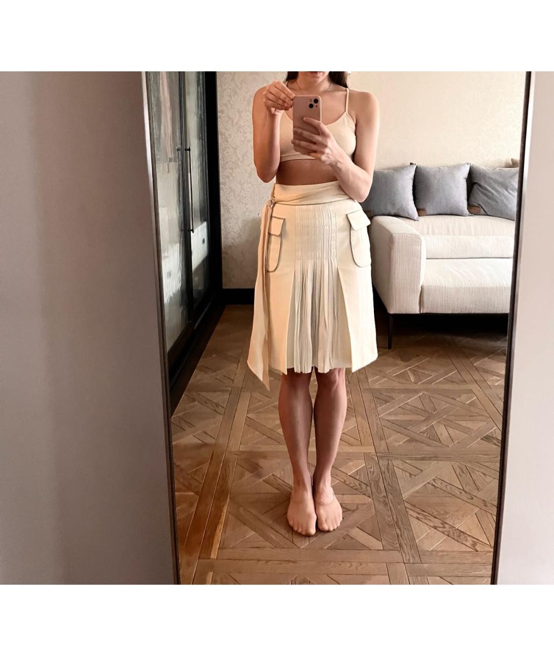 LOUIS VUITTON Белая хлопковая юбка миди, фото 3