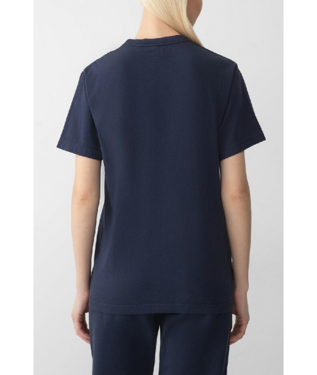 SPORTY AND RICH Темно-синяя хлопковая футболка, фото 6