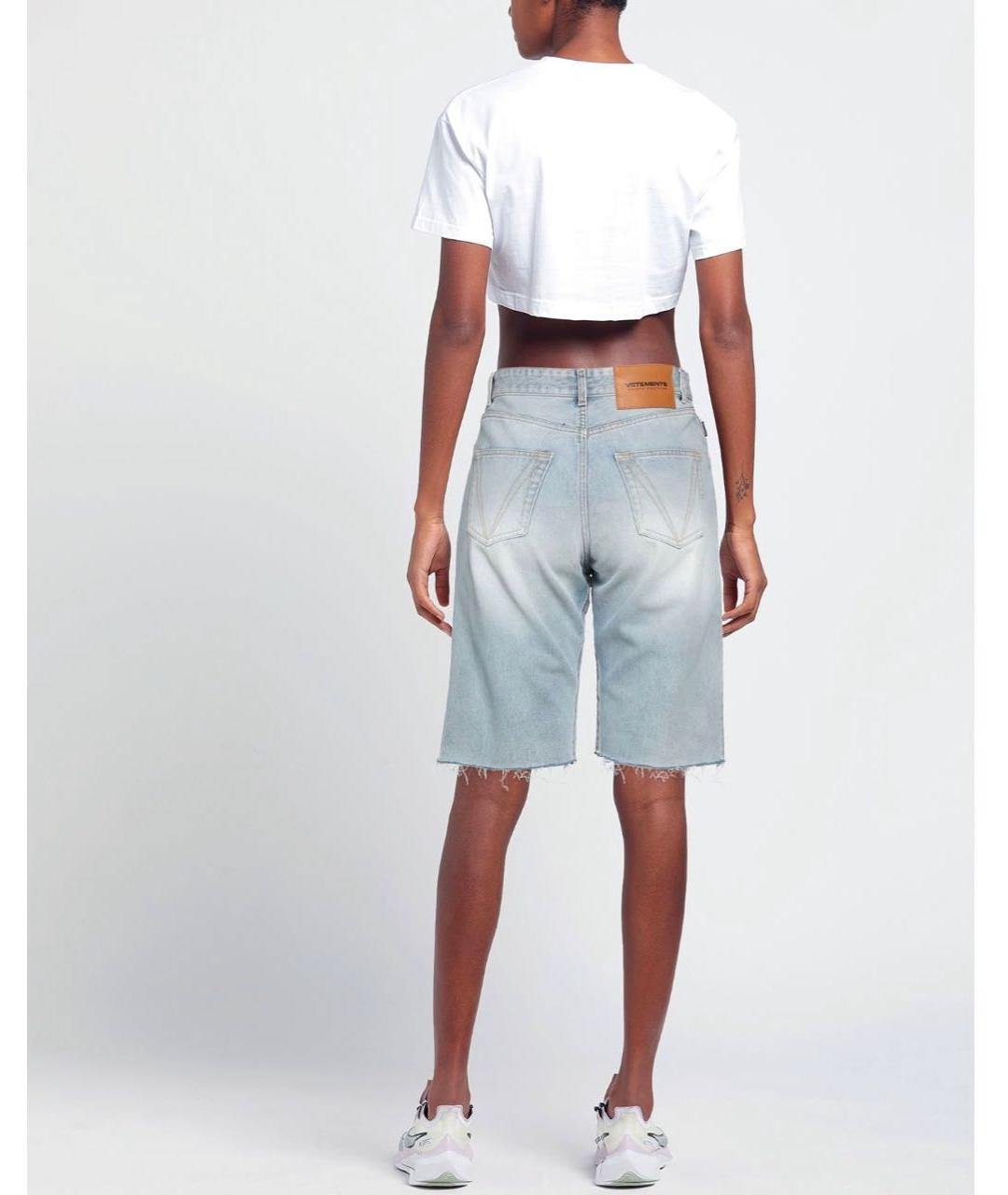 VETEMENTS Голубые деним шорты, фото 4