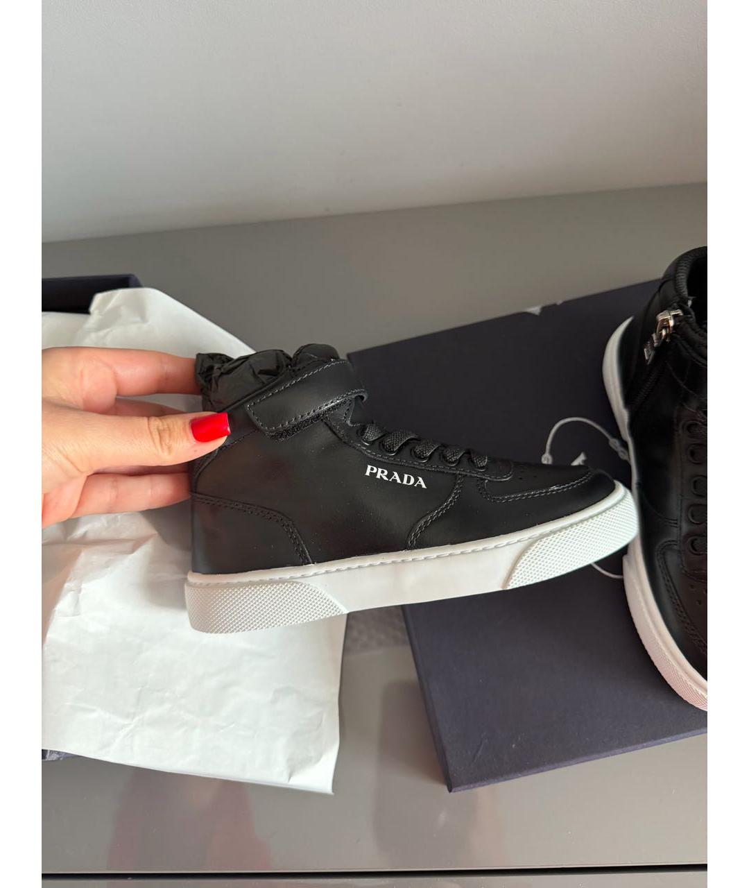 PRADA Черные кожаные кеды, фото 6