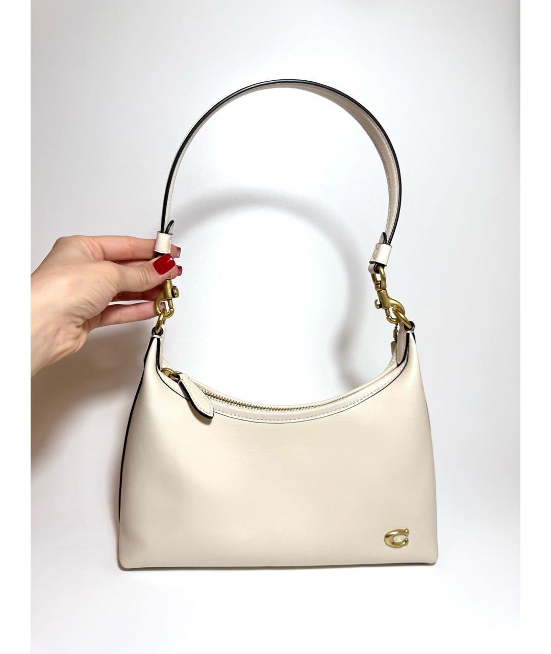 COACH Белая кожаная сумка через плечо, фото 6