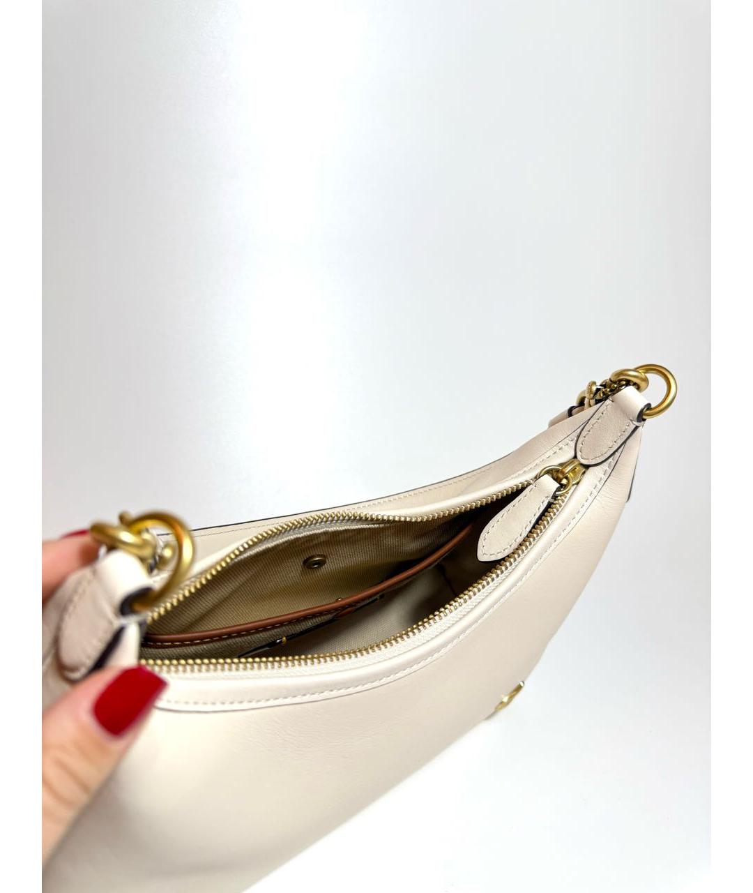 COACH Белая кожаная сумка через плечо, фото 4