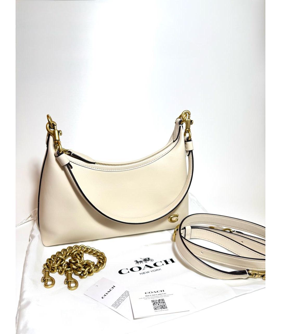 COACH Белая кожаная сумка через плечо, фото 5