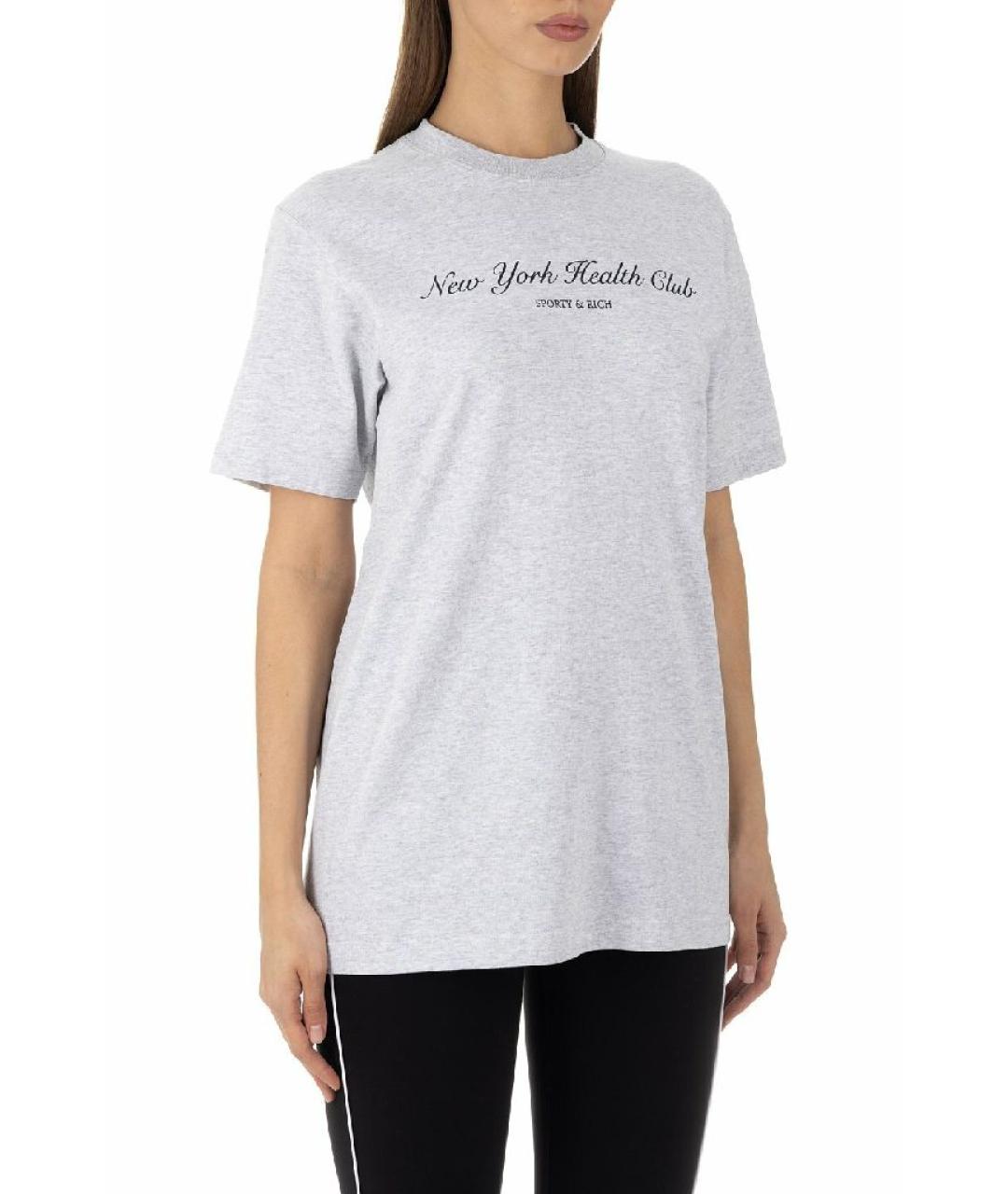 SPORTY AND RICH Серая хлопковая футболка, фото 4