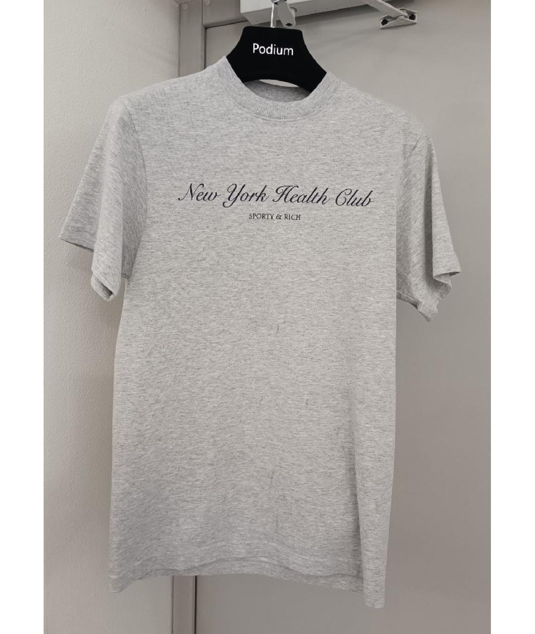 SPORTY AND RICH Серая хлопковая футболка, фото 7