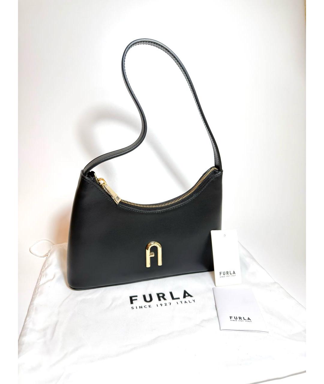 FURLA Черная кожаная сумка через плечо, фото 6