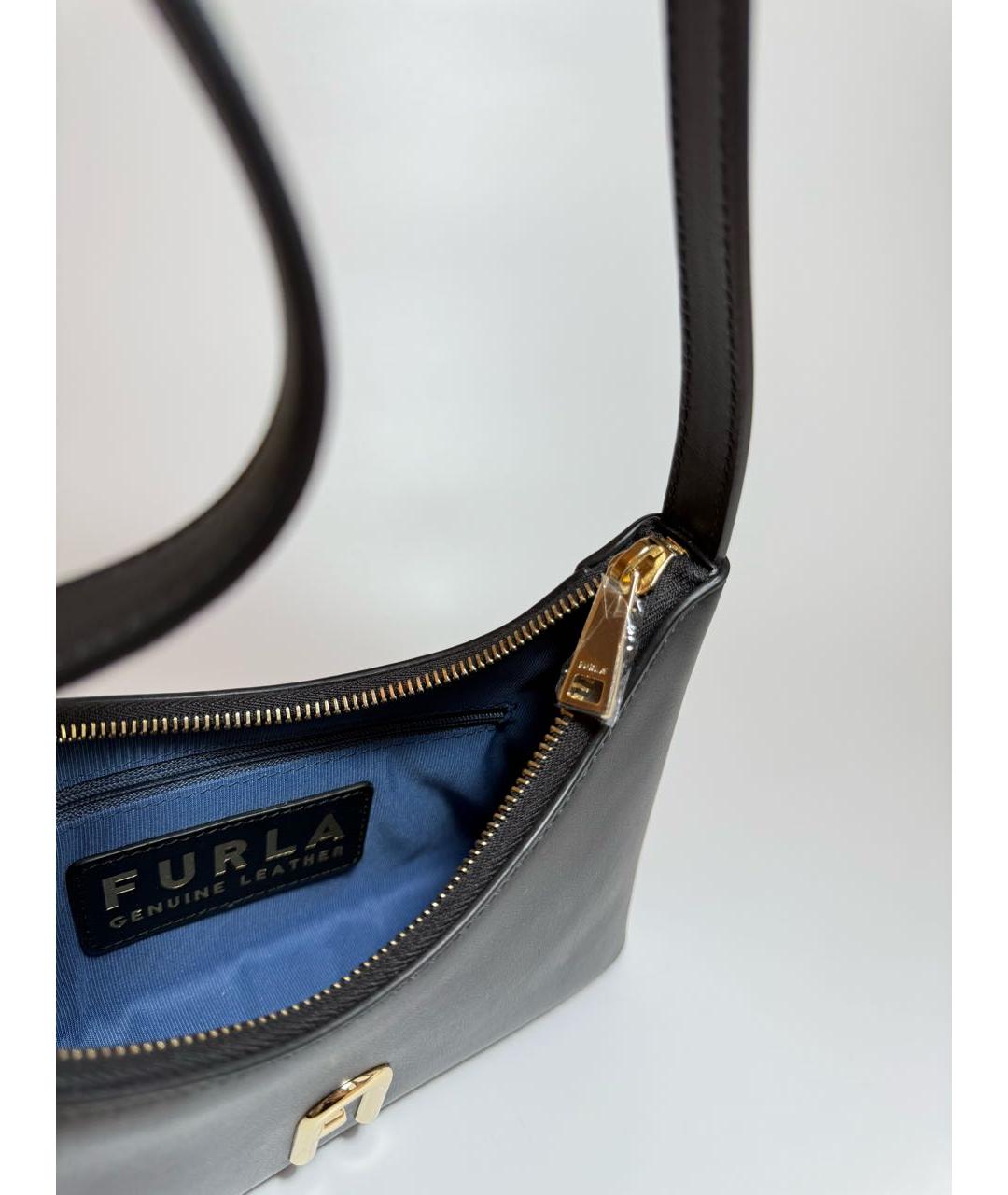 FURLA Черная кожаная сумка через плечо, фото 5