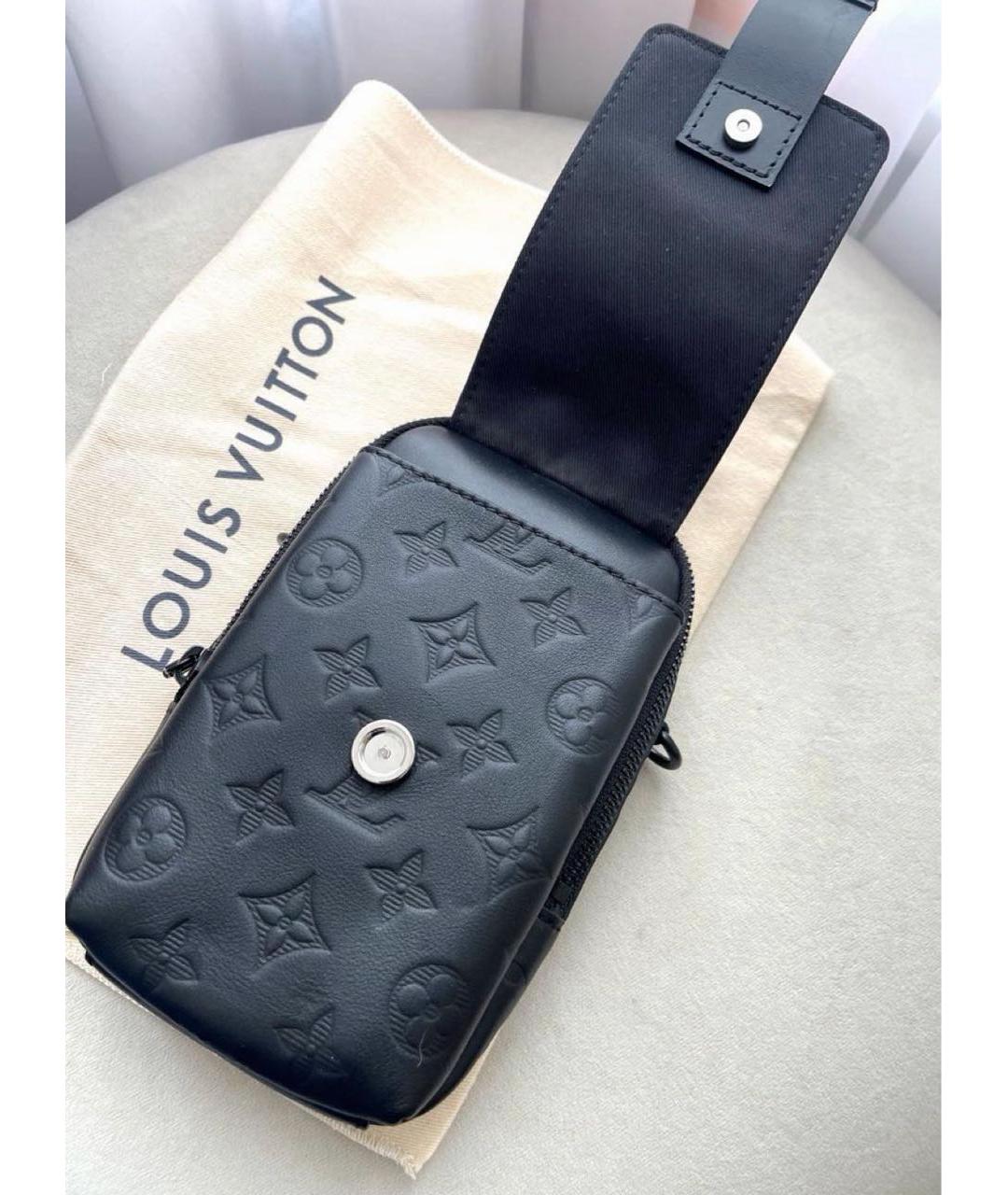 LOUIS VUITTON Черная кожаная сумка на плечо, фото 4