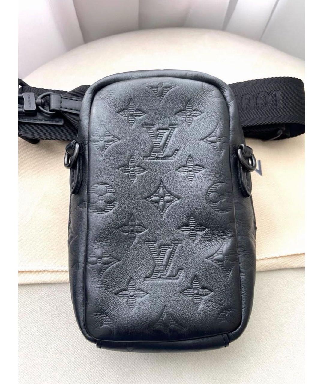 LOUIS VUITTON Черная кожаная сумка на плечо, фото 3